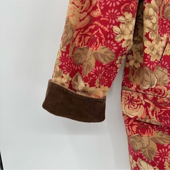 RARE L.L. Bean Women's Floral Jacket Barn Chore Coat Size 2X Corduroy Accents - Picture 4 of 5